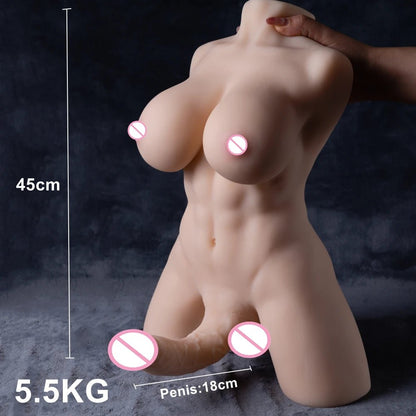 Half Body Shemale Doll Toy For Women Realistic Breasts