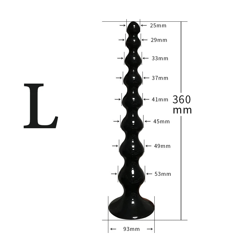 Silicon Beaded Massage Toy With Suction Base Long and Flexible