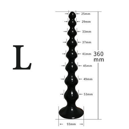 Silicon Beaded Massage Toy With Suction Base Long and Flexible
