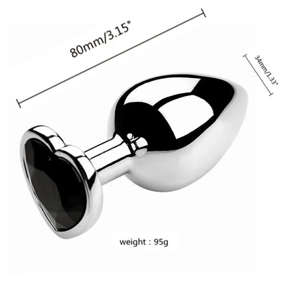 Stainless Steel Heart Shape 3 Sizes Crystal Plug Toy