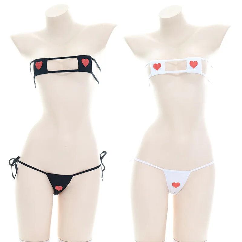 Lingerie sexy bikini cosplay lolita kawaii bandage imprimé coeur anime