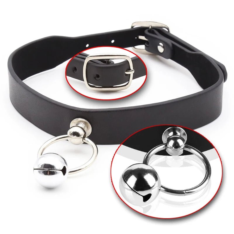 Sexy Leather Punk Rivets Necklace For Fetish Role Play Gift