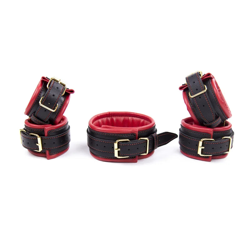 1PCS 5-in-1 Handcuffs Ankle Cuffs Collar Bondage Kit