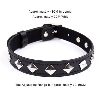 Sexy Leather Punk Rivets Necklace For Fetish Role Play Gift