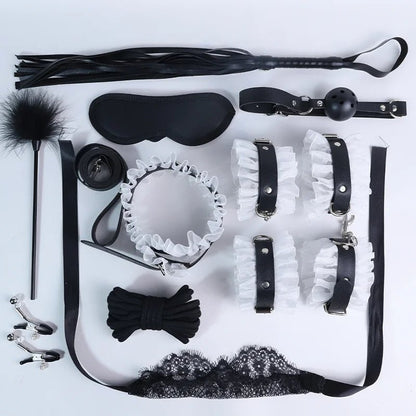 Sex Games Bondage Kits With Handcuffs Nipple Clamps Whip