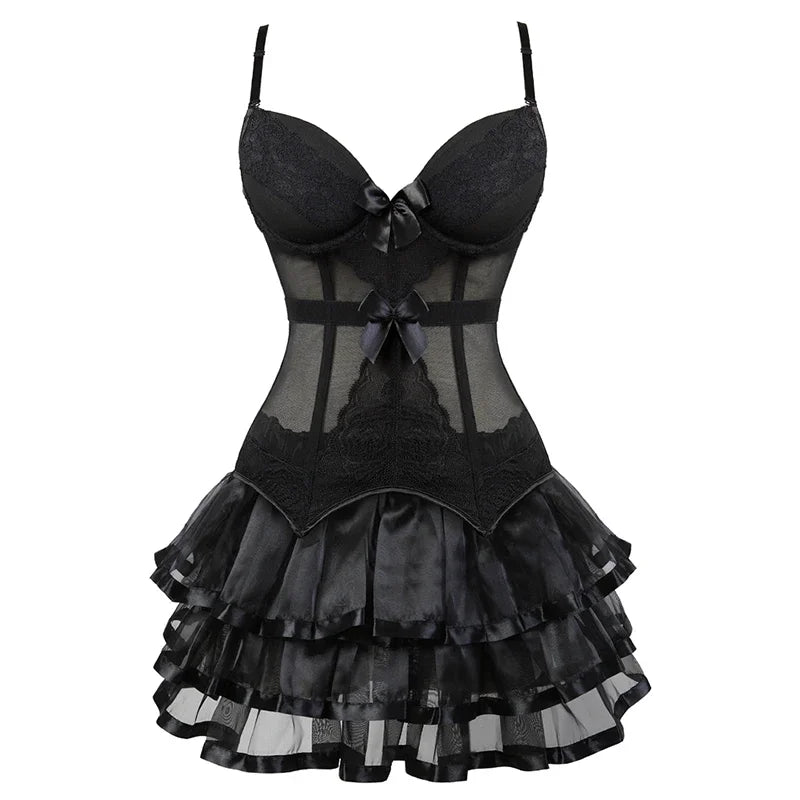 Burlesque Corset Dresses for Women Plus Size Lace Top