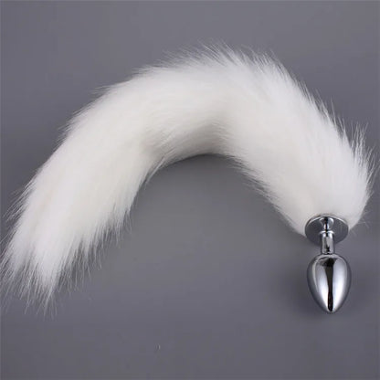 BDSM White Metal Plug Fetish Fox Tail Pleasure Toys Collection