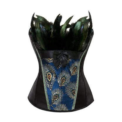 Burlesque Peacock Feathers Corset Kjole