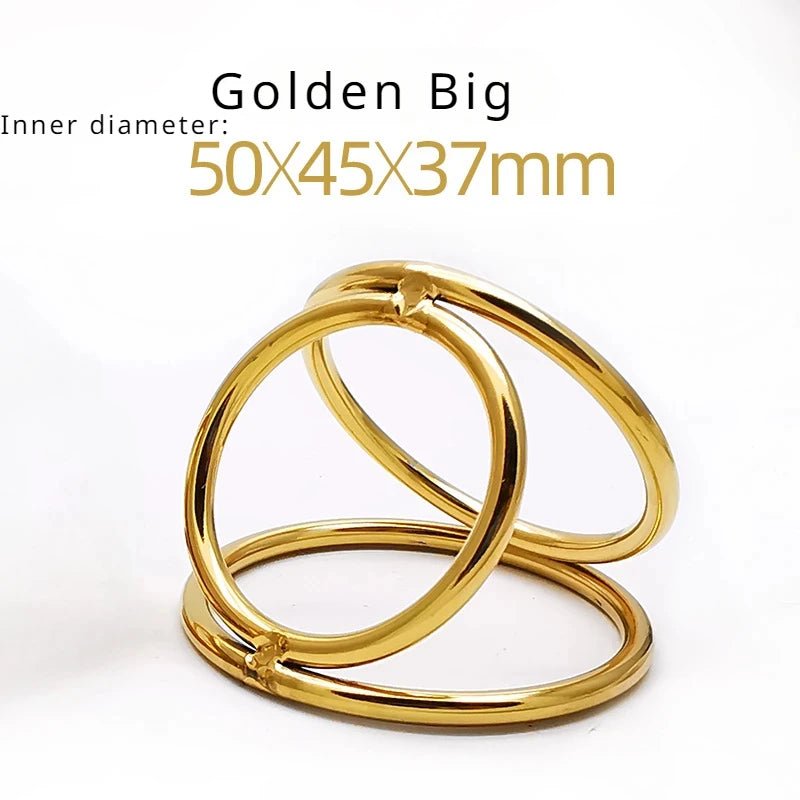 Sexy Toy Metal Color Glans 3Rings Chastity Device for Adults