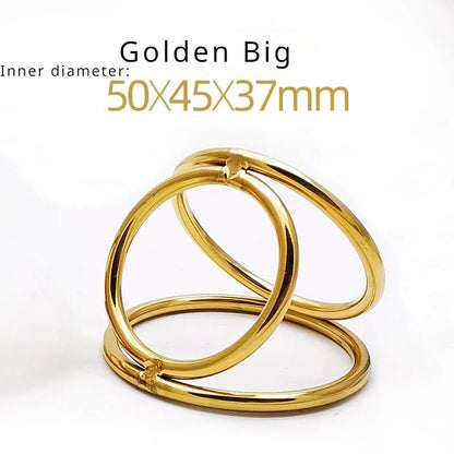 Sexy Toy Metal Color Glans 3Rings Chastity Device for Adults