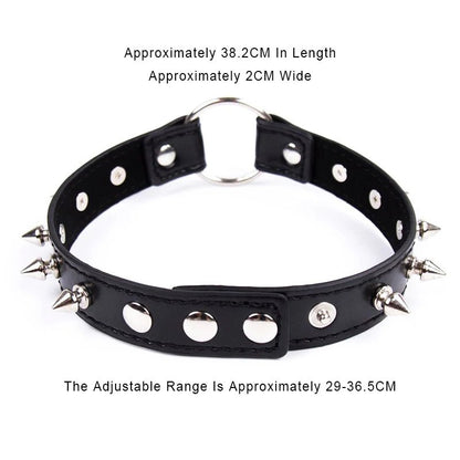 Sexy Leather Punk Rivets Necklace For Fetish Role Play Gift
