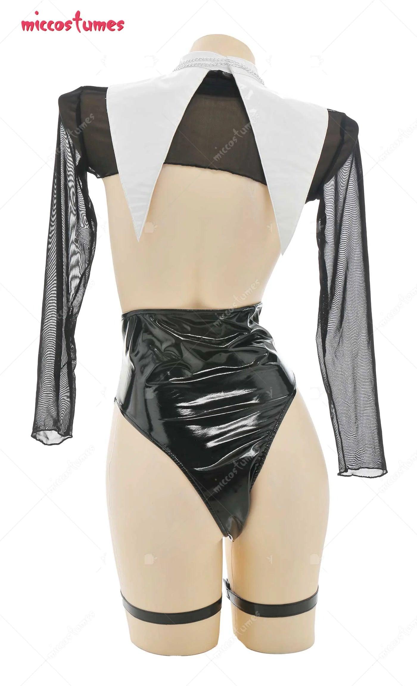 Ensemble de lingerie pour femme, combinaison de nonne, body moulant à poitrine ouverte