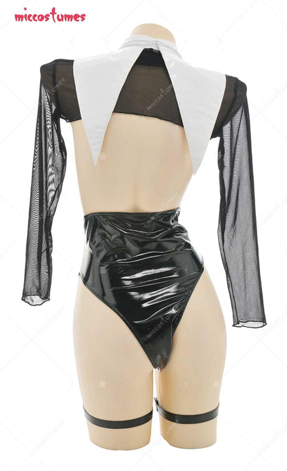 Ensemble de lingerie pour femme, combinaison de nonne, body moulant à poitrine ouverte