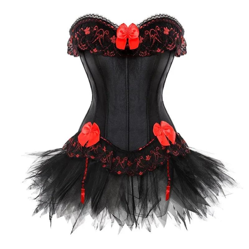 Robe corset bustier surbuste jupes haut ensemble femmes gothique victorien Lolita costume