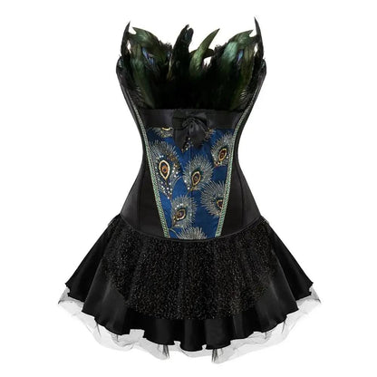 Burlesque Peacock Feathers Corset Kjole