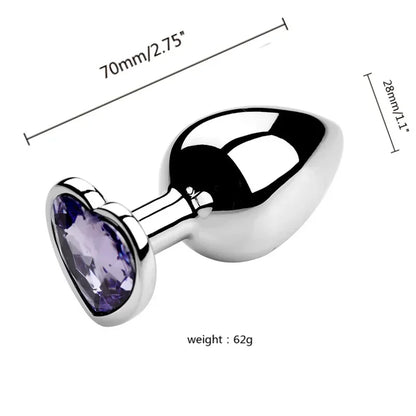 Stainless Steel Heart Shape 3 Sizes Crystal Plug Toy