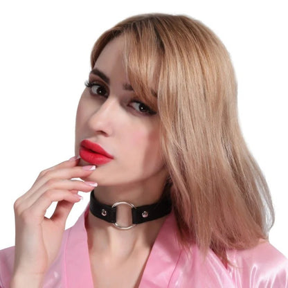 Sexy Leather Punk Rivets Necklace For Fetish Role Play Gift