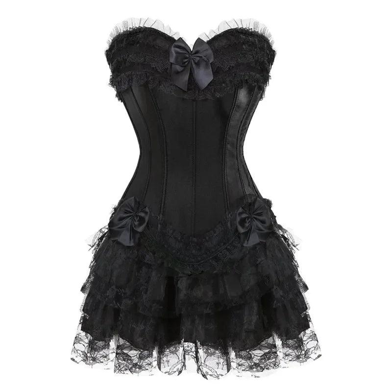 Robe corset bustier surbuste jupes haut ensemble femmes gothique victorien Lolita costume