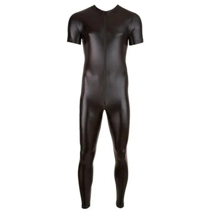 Combinaison en latex pour homme, effet mouillé, en similicuir et maille