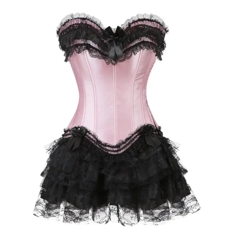 Robe corset bustier surbuste jupes haut ensemble femmes gothique victorien Lolita costume