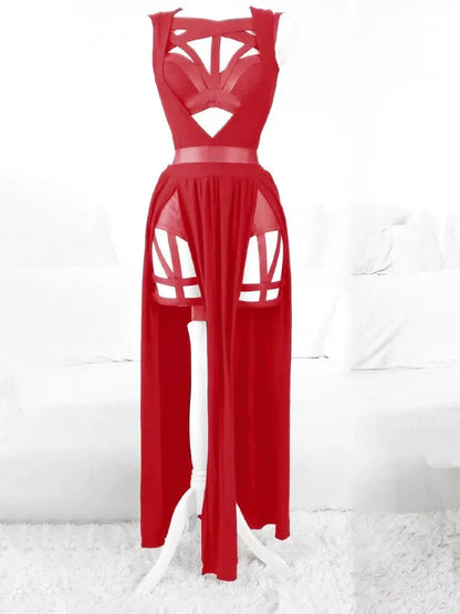 New 3 Pieces Sets Women Dress with Chest Pads Gothic Lingerie