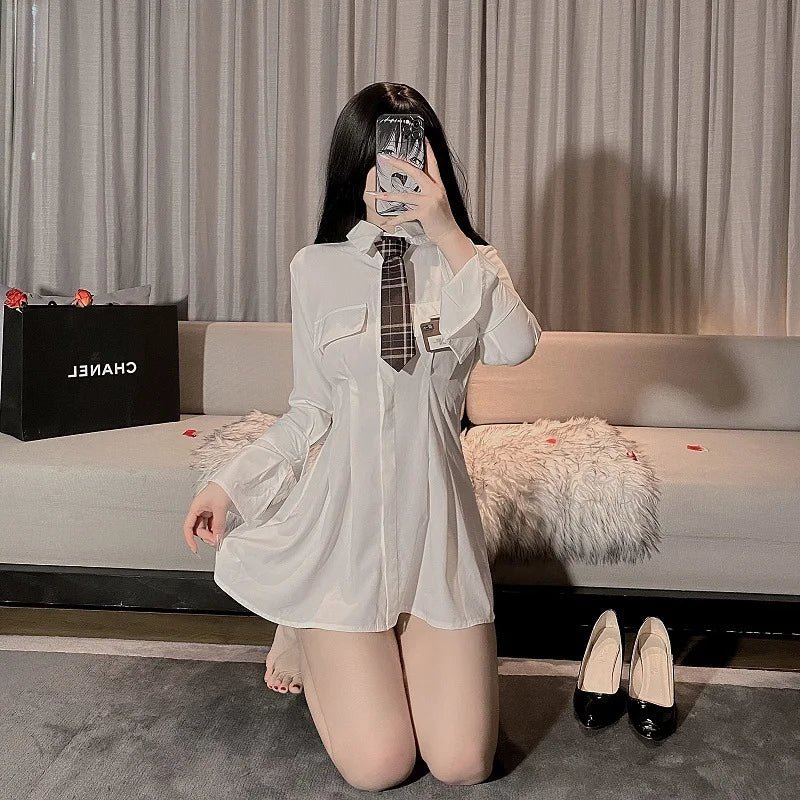 Women's Sexy Sheer Sleepshirt Pajamas Long Sleeve Mesh Blouse