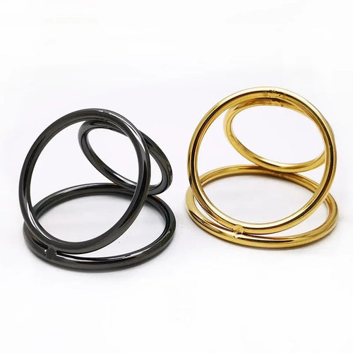 Sexy Toy Metal Color Glans 3Rings Chastity Device for Adults