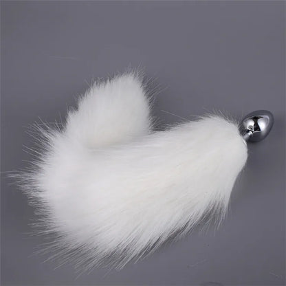BDSM White Metal Plug Fetish Fox Tail Pleasure Toys Collection