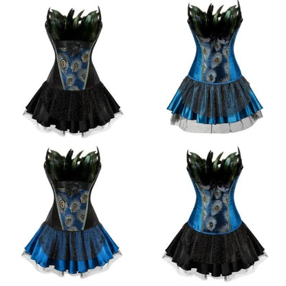 Burlesque Peacock Feathers Corset Kjole