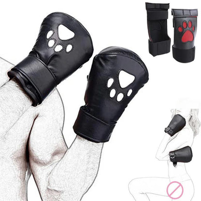 Jeu pour adultes BDSM Bondage Gant en cuir Fétiche Animal de compagnie Chien Jeu de rôle