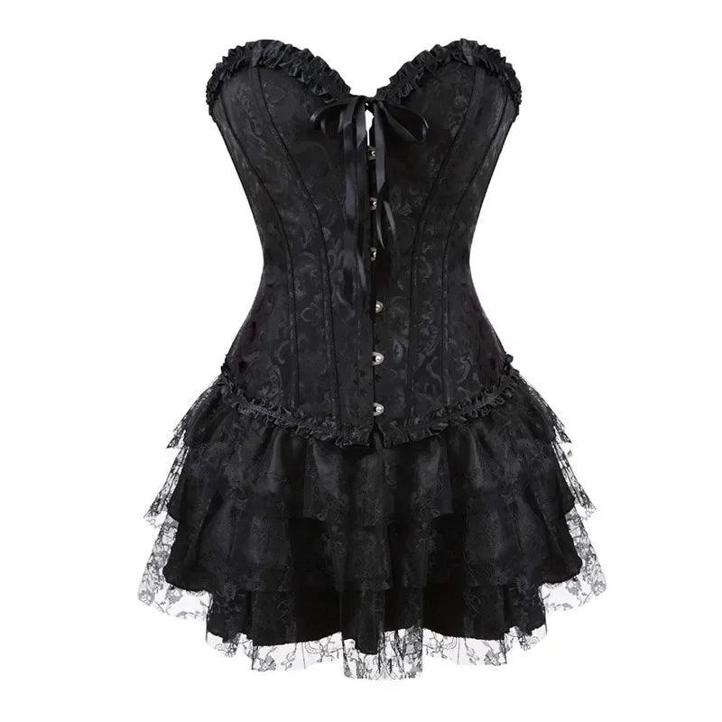 Robe corset bustier surbuste jupes haut ensemble femmes gothique victorien Lolita costume