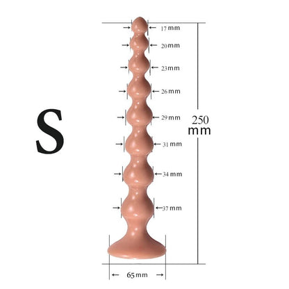 Silicon Beaded Massage Toy With Suction Base Long and Flexible