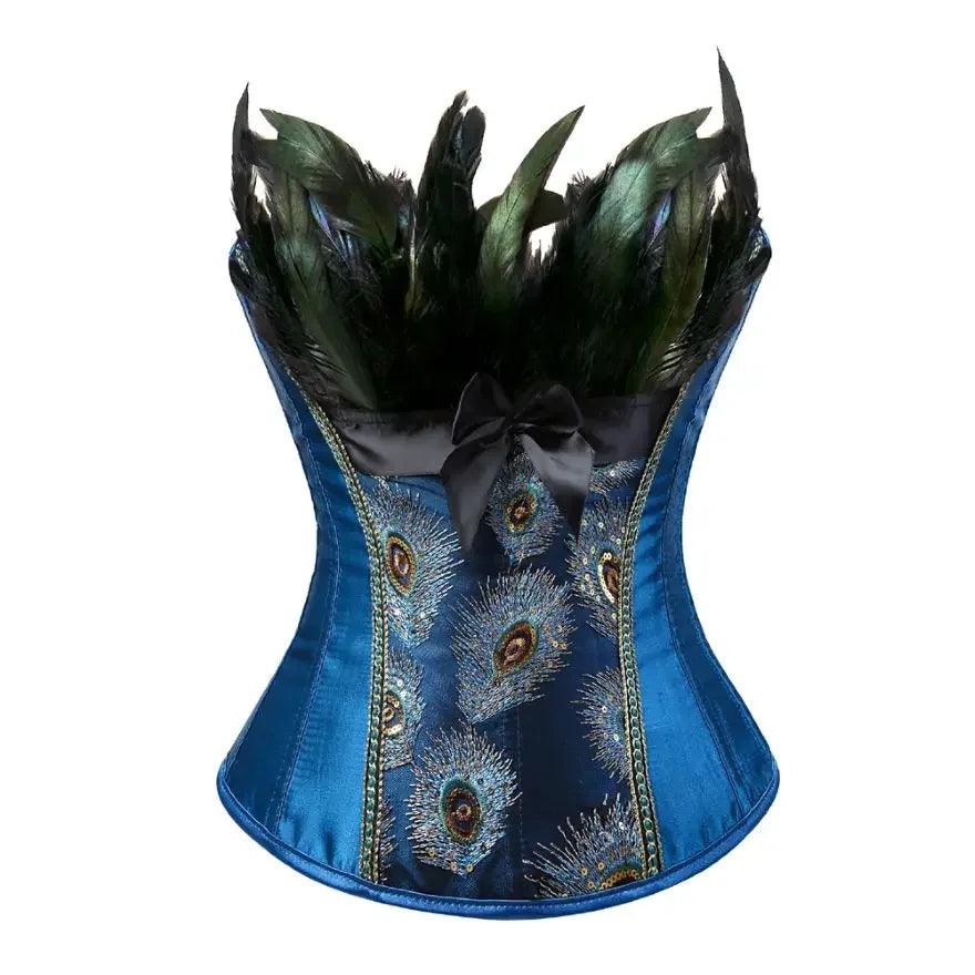 Burlesque Peacock Feathers Corset Kjole